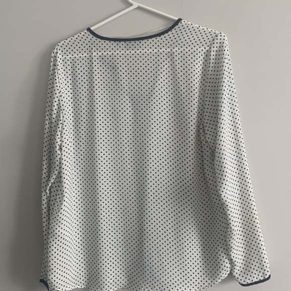 Black and white polka dot long sleeve blouse chemise top - Picture 6 of 6